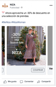 Campañas de publicidad en Facebook e Instagram para Niza Moda