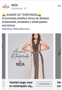 Campañas de publicidad en Facebook e Instagram para Niza Moda